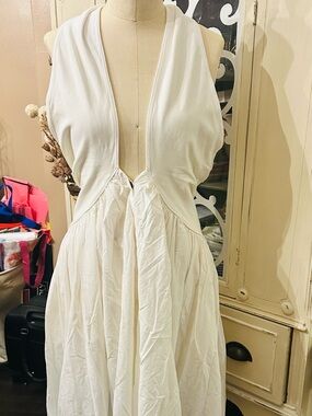 Free People White Strapless Halter Maxi Dress